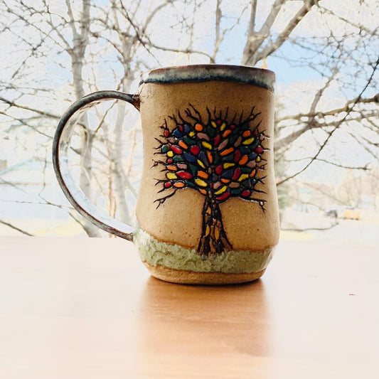 Large Funky Tree Mug - Brown Clay