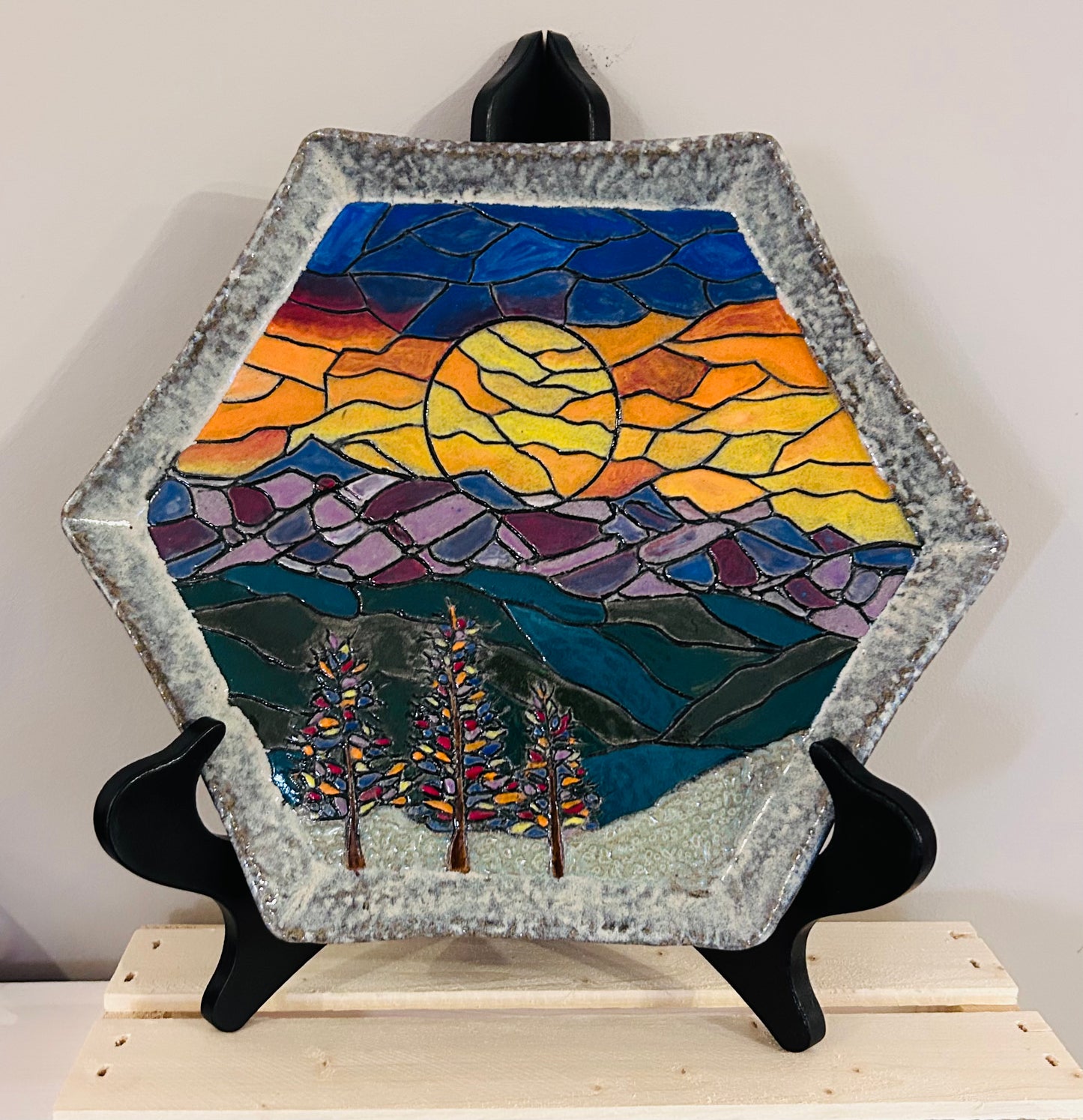 Sunrise Mosaic Hex Plate