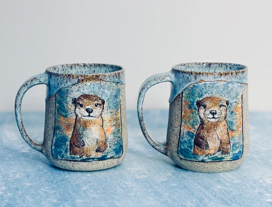 Hand Carved Otter Mugs - Made to order