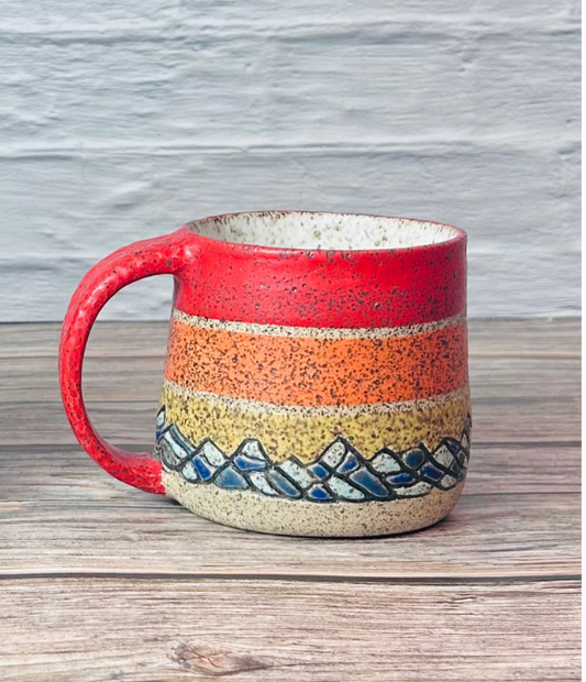 Retro Rockies Mug in sunset or blue colour scheme